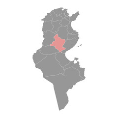 Sidi Bouzid Governorate map, administrative division of Tunisia. Vector illustration.