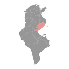 Sfax Governorate map, administrative division of Tunisia. Vector illustration.