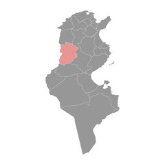Kasserine Governorate map, administrative division of Tunisia. Vector illustration.