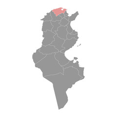 Bizerte Governorate map, administrative division of Tunisia. Vector illustration.