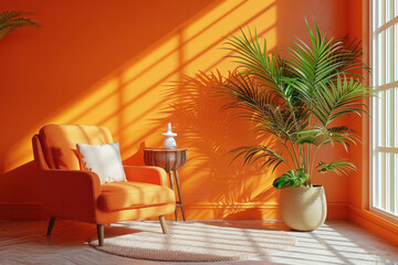 Fototapeta premium Contemporary Elegance: A Trendy Modern Living Room with Comfortable Furniture, Green Plants, and Cosy Grey Tones