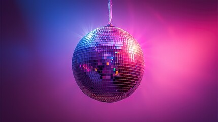 hanging disco ball with lights, pink and purple 