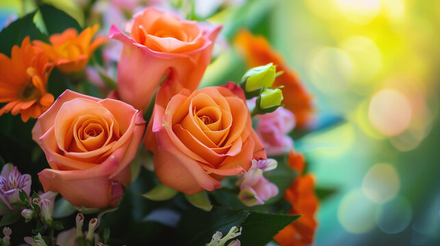 Bouquet of beautiful flowers, close-up