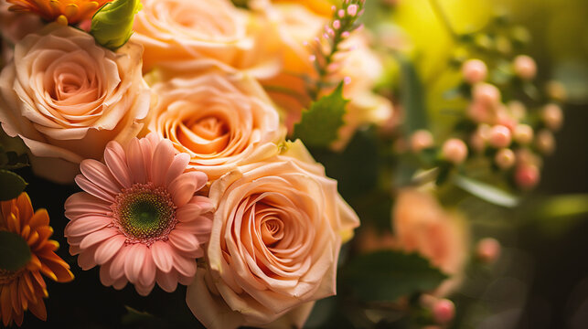 Bouquet of beautiful flowers, close-up
