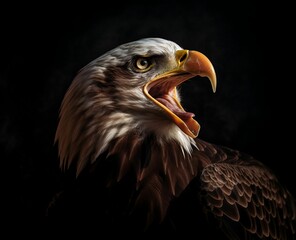 AI generated illustration of a Bald Eagle against a black background