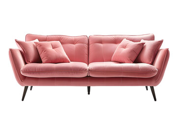 Stylish pink sofa isolated on transparent  background