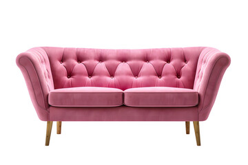 Stylish pink sofa isolated on transparent  background