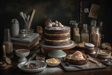 AI generated table adorned with variety of sweets