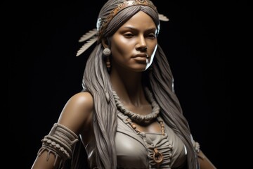 Pocahontas statue. Algonquian princess - obrazy, fototapety, plakaty