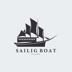 sailing ship logo vector illustration design