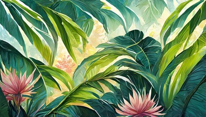 Retro Poster Background of Tropical plants