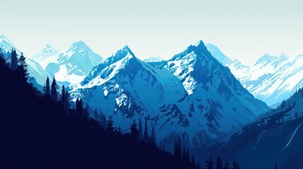 simple minimalist pixels and dots contrast of mountain landscape
