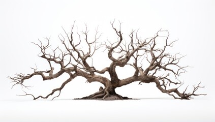 Dead trees on a white background