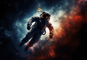 Fototapeta na wymiar an astronaut explores a planet