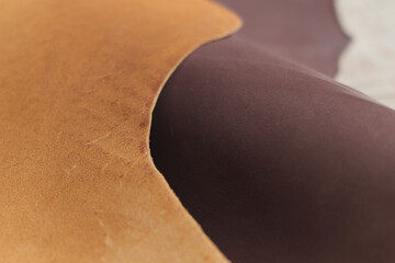 arrangement of premium beige leather, exhibiting the beauty and diversity of natural materials. The...