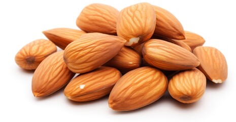 A pile of almond on white background