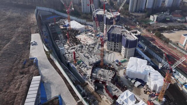 Bird Eye View of Apartment Construction Site