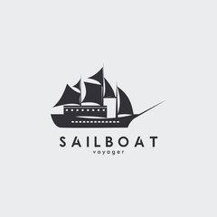 sailing ship logo vector illustration design