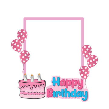 birthday party decoration, balloon with birthday cake illustration