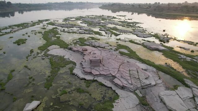 Shiv Temple in between Chambal River Island