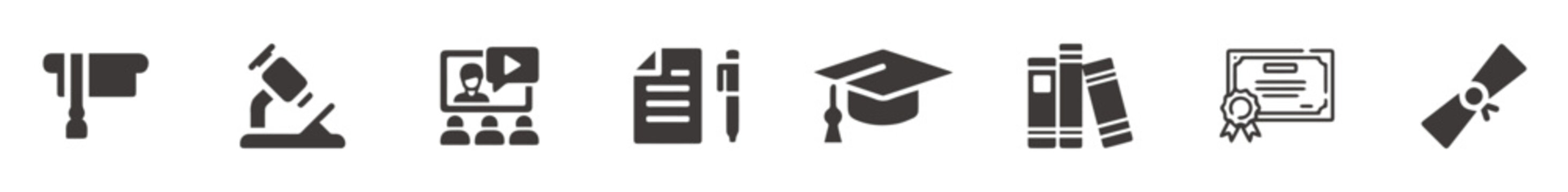 Business college education icons vector. Graduation related flat icons.