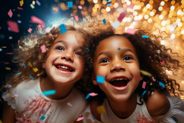 Fototapeta na wymiar Happy children celebrate holiday decorated celebration atmosphere Generative AI picture
