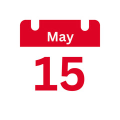 May 15 Calendar Day or Calendar Date for Deadlines / Appointment On a clear transparent background