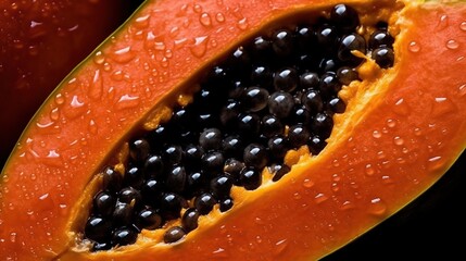 Juicy Papaya Slice with Dew Drops