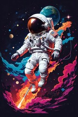 Fototapeta premium AI generated illustration of A male astronaut in a full-body space suit