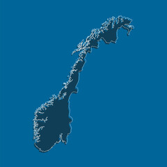 Vector outline map Norway, line border country