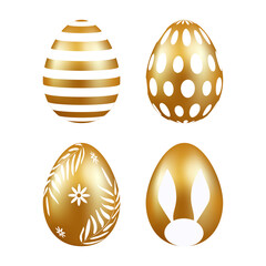 Golden and white color Easter eggs set
