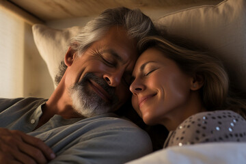 Elderly happy couple enjoying life together styling clothes family portrait Generative AI technology picture image