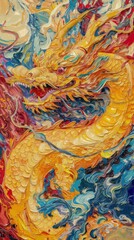 traditional oil painting of a Close-up of the Chinese Dragon Chinese Spring Festival