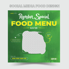 Ramadan special dates food social media post design template in vector size.