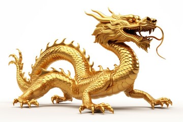 Fototapeta na wymiar Golden Chinese dragon. A symbol of luck and prosperity during Chinese New Year celebrations.