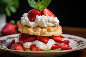 Strawberry shortcake with whipped cream on top