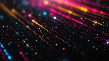 Futuristic background with speed effect motion. Neon-colored stripes on a matte black background  - obrazy, fototapety, plakaty