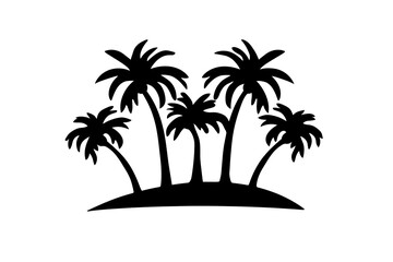 Palms on the island. Black logo design for travel agency. Summer, vacation
