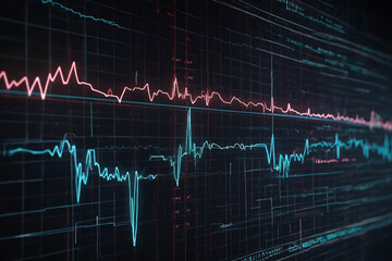 Heartbeat line transforming into a digital AI code, AI role in real-time patient monitoring and heart health management. 