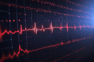 Heart beat monitor on the black background. 3d rendering toned image