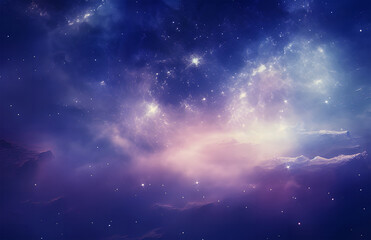 Fototapeta na wymiar deep purple and blue stars, galaxy and space wallpaper ai generative