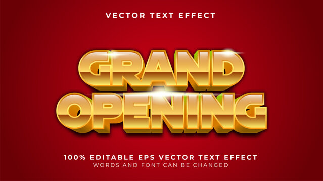 Grand opening gold editable vector text effect