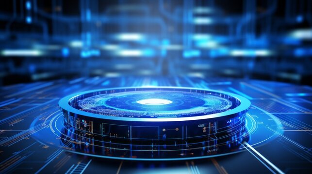 Scanning data processing on computer server: futuristic tech concept