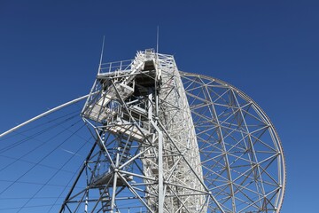 Beautiful view of Radio telescope against the blue sky in Roque de los Muchachos La Palma Canarias