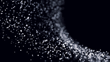 Abstract background of moving dust particles. Falling light. 3D rendering.