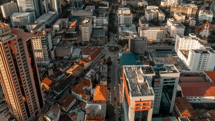 View of Dar es Salaam, Tanzania, showing a vibrant cityscape with tall buildings