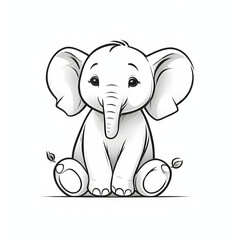 drawing of cute cartoon baby elephant vector logo