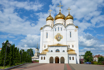 Fototapeta na wymiar Cathedral of the Life-Giving Trinity on a sunny July day, Bryansk