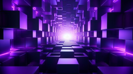 Mesmerizing multisized cube wall in purple and black: futuristic tech wallpaper, perfectly aligned. Stunning 3d render for modern design concepts