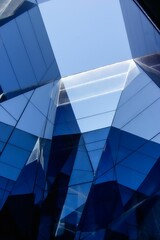 Fototapeta na wymiar Abstract geometric structures made of blue glass